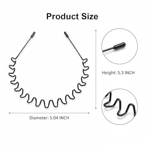Asltw 2-Pack Metal Hair Bands for Men & Women – Non-Slip Black Headbands for Sports, Daily Wear, Unisex - görsel 3