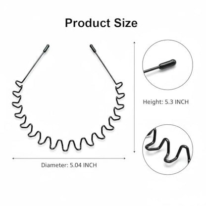 Asltw 2-Pack Metal Hair Bands for Men & Women – Non-Slip Black Headbands for Sports, Daily Wear, Unisex