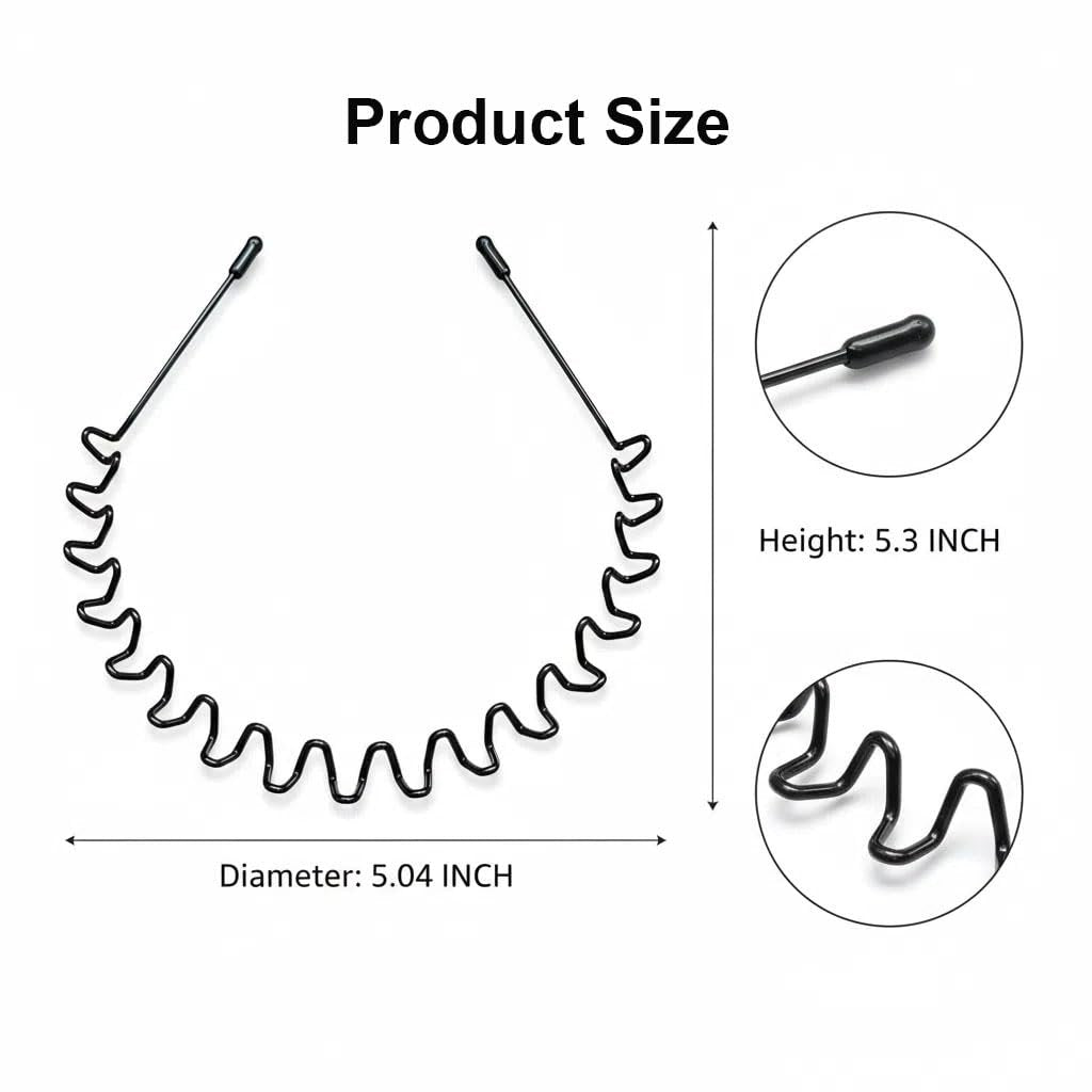 Asltw 2-Pack Metal Hair Bands for Men & Women – Non-Slip Black Headbands for Sports, Daily Wear, Unisex - görsel 4