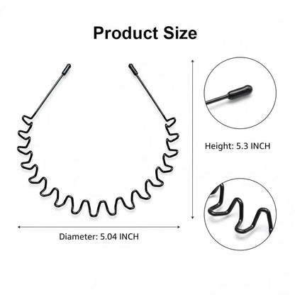 Asltw 2-Pack Metal Hair Bands for Men & Women – Non-Slip Black Headbands for Sports, Daily Wear, Unisex