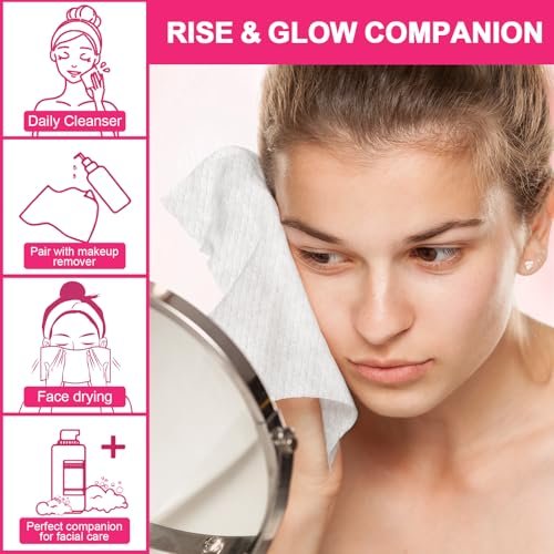 FACEMADE 60 Count Disposable Face Towels – 100% USDA Biobased Cotton Face Towelettes for Makeup Removal & Gentle Cleansing, Super Soft Thick Dry Wipes - görsel 10