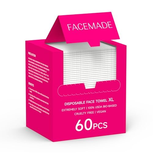 FACEMADE 60 Count Disposable Face Towels – 100% USDA Biobased Cotton Face Towelettes for Makeup Removal & Gentle Cleansing, Super Soft Thick Dry Wipes - görsel 2