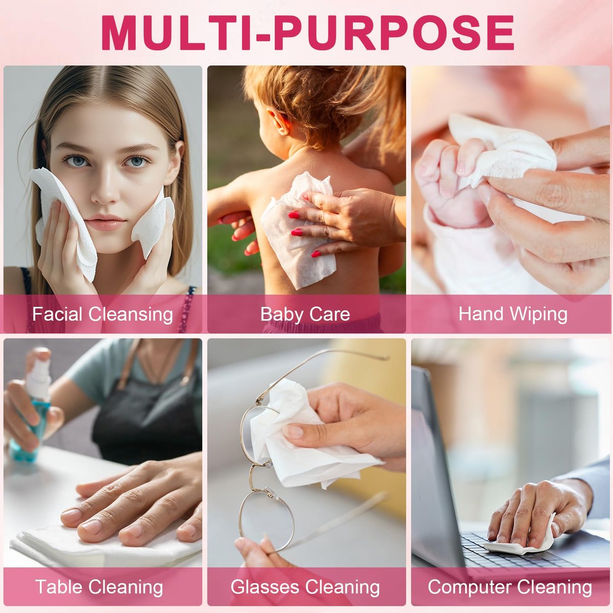 FACEMADE 60 Count Disposable Face Towels – 100% USDA Biobased Cotton Face Towelettes for Makeup Removal & Gentle Cleansing, Super Soft Thick Dry Wipes - görsel 17