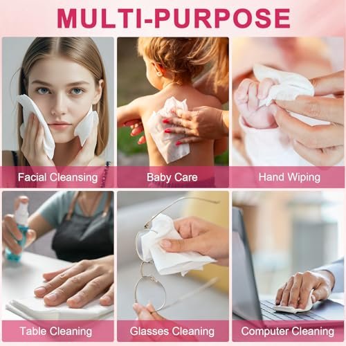 FACEMADE 60 Count Disposable Face Towels – 100% USDA Biobased Cotton Face Towelettes for Makeup Removal & Gentle Cleansing, Super Soft Thick Dry Wipes - görsel 18