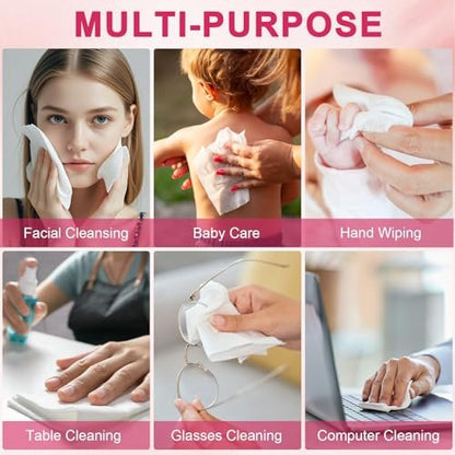 FACEMADE 60 Count Disposable Face Towels – 100% USDA Biobased Cotton Face Towelettes for Makeup Removal & Gentle Cleansing, Super Soft Thick Dry Wipes