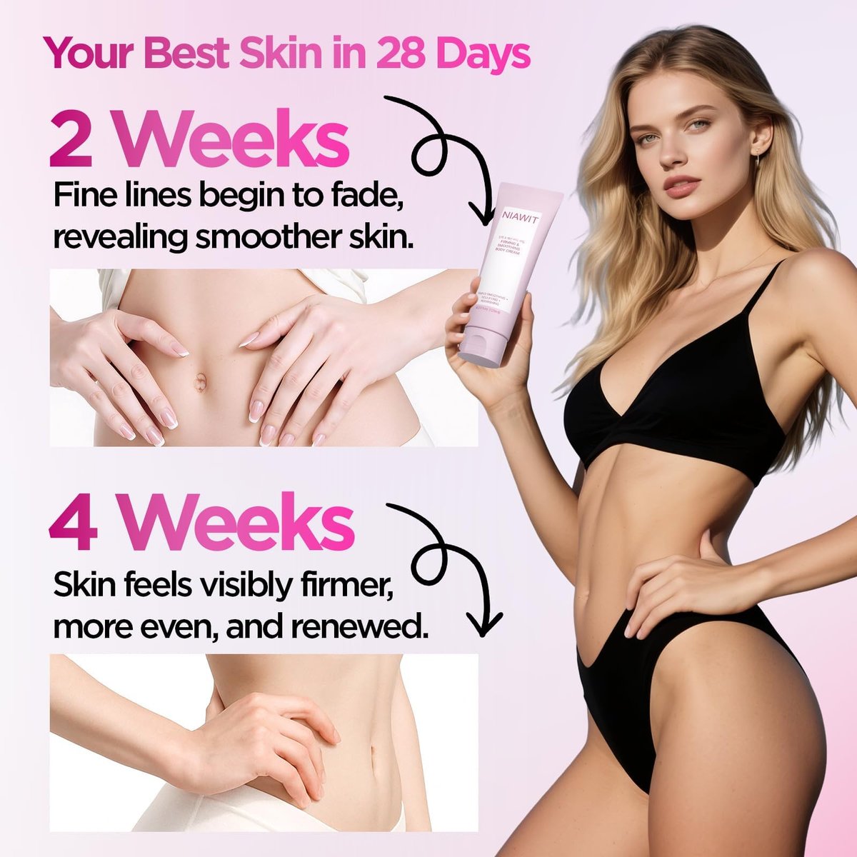 NIAWIT Firming Smoothing Body Cream – Visible Lifting & Tightening for Belly, Thighs, Butt | Helps Reduce Cellulite & Sagging Skin, Body Sculpting Moisturizer for Daily Body Care Routine | 4.23 fl.oz Avelisse