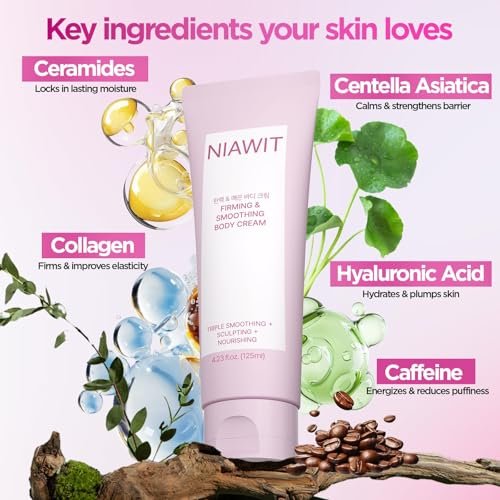 NIAWIT Firming Smoothing Body Cream – Visible Lifting & Tightening for Belly, Thighs, Butt | Helps Reduce Cellulite & Sagging Skin, Body Sculpting Moisturizer for Daily Body Care Routine | 4.23 fl.oz Avelisse