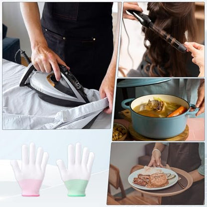 Exircy 4 Pcs Heat Gloves for Hair Styling - Heat Resistant Curling Iron Gloves for Flat Iron & Curling Wand, Sublimation Heat Transfer Printing