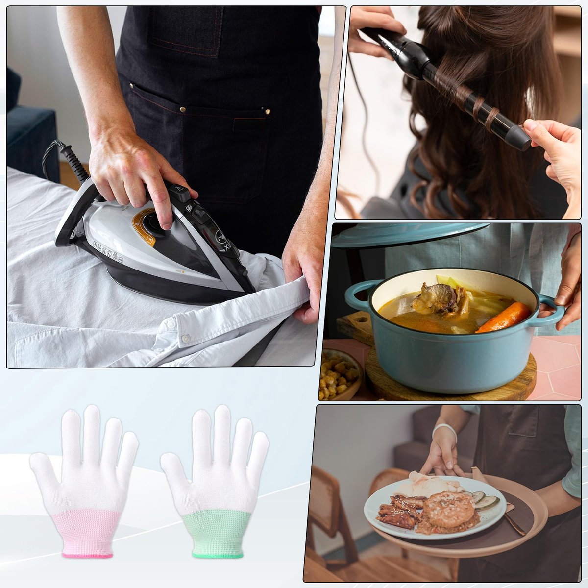 Exircy 4 Pcs Heat Gloves for Hair Styling - Heat Resistant Curling Iron Gloves for Flat Iron & Curling Wand, Sublimation Heat Transfer Printing - görsel 5