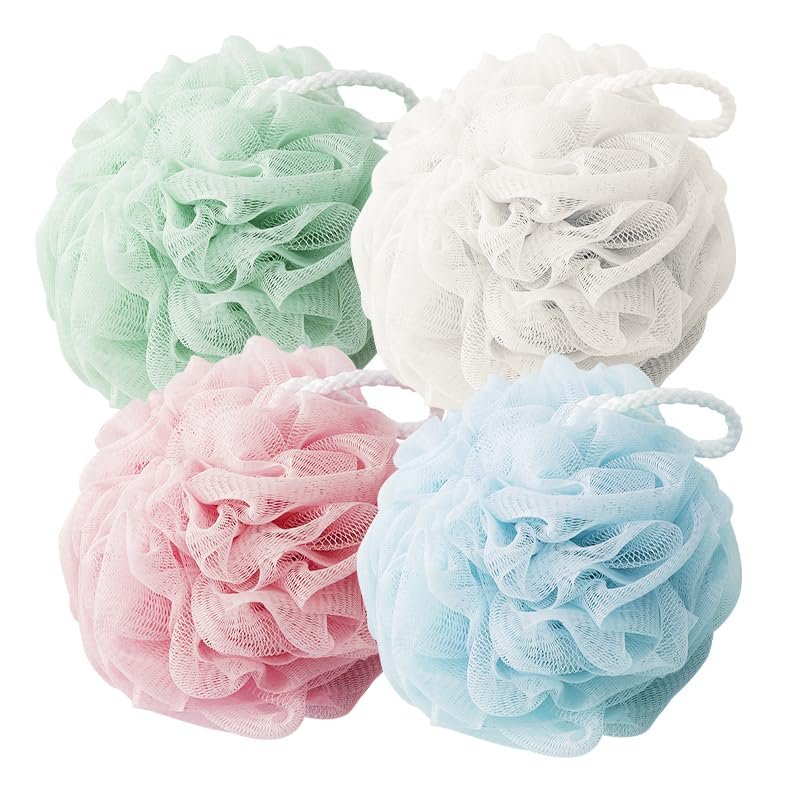 4-Pack Exfoliating Shower Loofah Sponge – Mesh Body Scrubber for Men & Women - görsel 1
