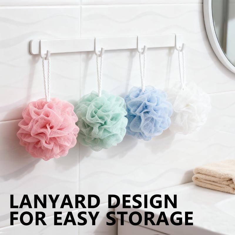 4-Pack Exfoliating Shower Loofah Sponge – Mesh Body Scrubber for Men & Women - görsel 3