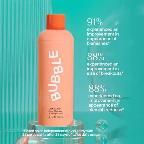 Bubble Skincare All Clear Anti-Breakout Foaming Face Wash – 2% Salicylic Acid Cleanser for Acne-Prone Skin, Gentle Facial Cleanser for Oily, Combination & Sensitive Skin (4.2 Fl Oz) Avelisse