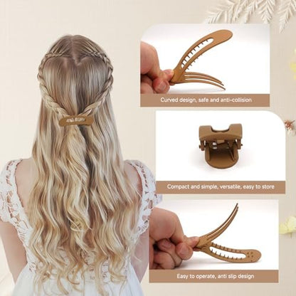 Maeups Flat Hair Clips for Women - 12 Pack Matte Non-Slip Flat Claw Clips for Thin Hair, 6 Colors Daily Use Comfort Clips