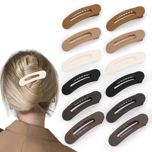 Maeups Flat Hair Clips for Women - 12 Pack Matte Non-Slip Flat Claw Clips for Thin Hair, 6 Colors Daily Use Comfort Clips - görsel 2