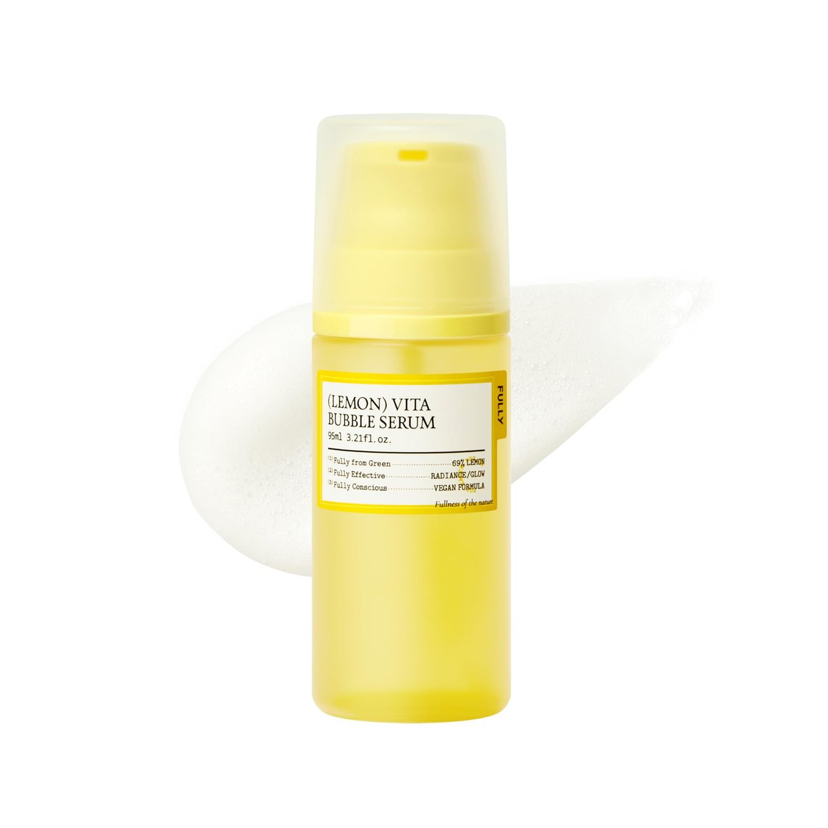 FULLY Lemon Vita Bubble Facial Serum – 69% Organic Jeju Lemon Water & Vitamin C, Instant Glow & Hydration, Niacinamide + Glutathione for Radiance & Tone Refining, Vegan Korean Skincare, 3.21 fl.oz - görsel 1