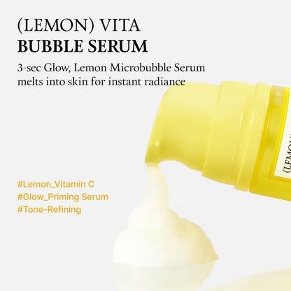 FULLY Lemon Vita Bubble Facial Serum – 69% Organic Jeju Lemon Water & Vitamin C, Instant Glow & Hydration, Niacinamide + Glutathione for Radiance & Tone Refining, Vegan Korean Skincare, 3.21 fl.oz