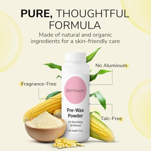 Dermwax Pre Wax Powder 8 oz – Talc Free, Fragrance-Free & Aluminum-Free – Absorbs Oils & Moisture to Prepare Skin for Smooth Waxing - görsel 8