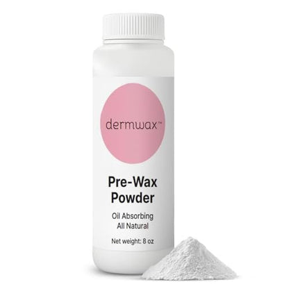 Dermwax Pre Wax Powder 8 oz – Talc Free, Fragrance-Free & Aluminum-Free – Absorbs Oils & Moisture to Prepare Skin for Smooth Waxing