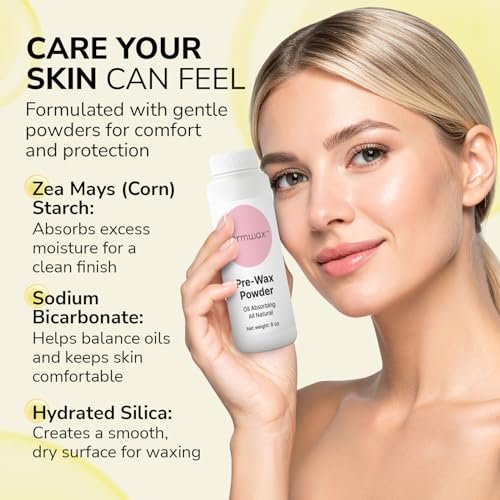 Dermwax Pre Wax Powder 8 oz – Talc Free, Fragrance-Free & Aluminum-Free – Absorbs Oils & Moisture to Prepare Skin for Smooth Waxing - görsel 10