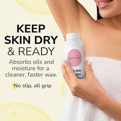 Dermwax Pre Wax Powder 8 oz – Talc Free, Fragrance-Free & Aluminum-Free – Absorbs Oils & Moisture to Prepare Skin for Smooth Waxing