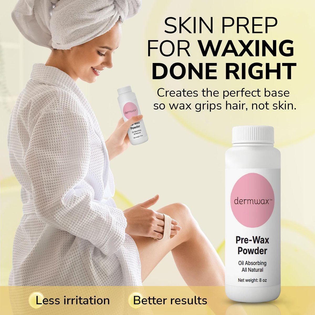 Dermwax Pre Wax Powder 8 oz – Talc Free, Fragrance-Free & Aluminum-Free – Absorbs Oils & Moisture to Prepare Skin for Smooth Waxing - görsel 3