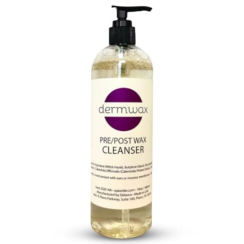 Dermwax PreWax Cleanser Solution 16oz – Pre-Wax Skin Prep with Witch Hazel, Chamomile & Calendula for Smoother Waxing Results Avelisse