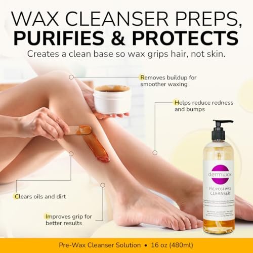 Dermwax Pre and Post Wax Care Kit – Complete Prep & Aftercare Set with Cleanser and Calendula Oil – Paraben-Free, Gentle Formulas for Smooth Skin (16 Fl Oz, Pack of 2) Avelisse