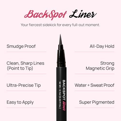 Full Out Glam BackSpot Liner Magnetic Eyeliner - Ultra Strong All-Day Hold for Magnetic Eyelashes, Water & Sweat Proof, Easy to Apply Ultra-Precise Tip, Black, 1 Pen Avelisse