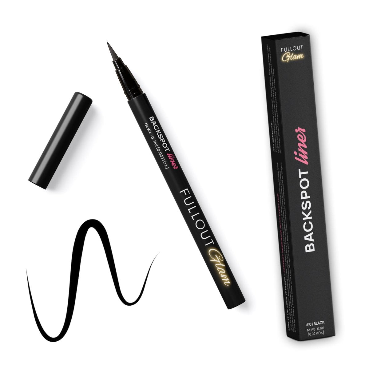Full Out Glam BackSpot Liner Magnetic Eyeliner - Ultra Strong All-Day Hold for Magnetic Eyelashes, Water & Sweat Proof, Easy to Apply Ultra-Precise Tip, Black, 1 Pen Avelisse