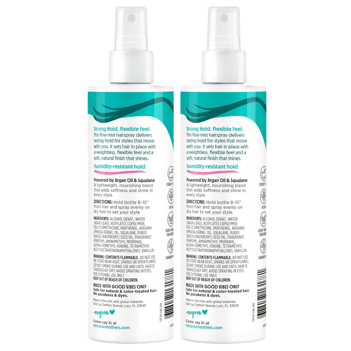 Not Your Mother's All Eyes On Me All-Day Hold Hairspray (2-Pack) - Strong Hold, Soft Styles, Humidity Shield with Shine, 8 fl oz Each Avelisse