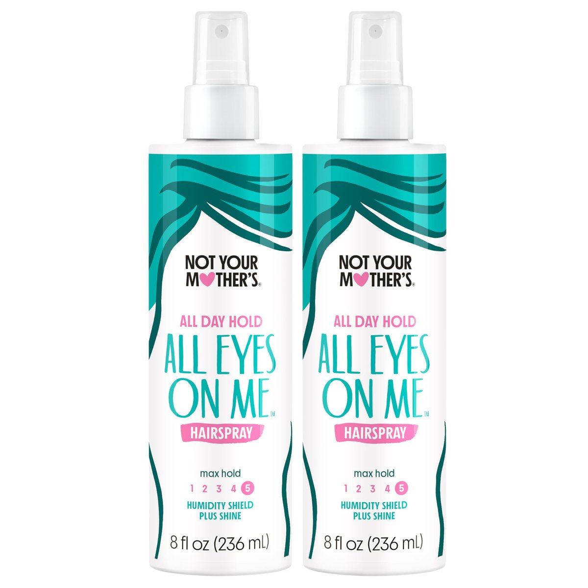 Not Your Mother's All Eyes On Me All-Day Hold Hairspray (2-Pack) - Strong Hold, Soft Styles, Humidity Shield with Shine, 8 fl oz Each Avelisse