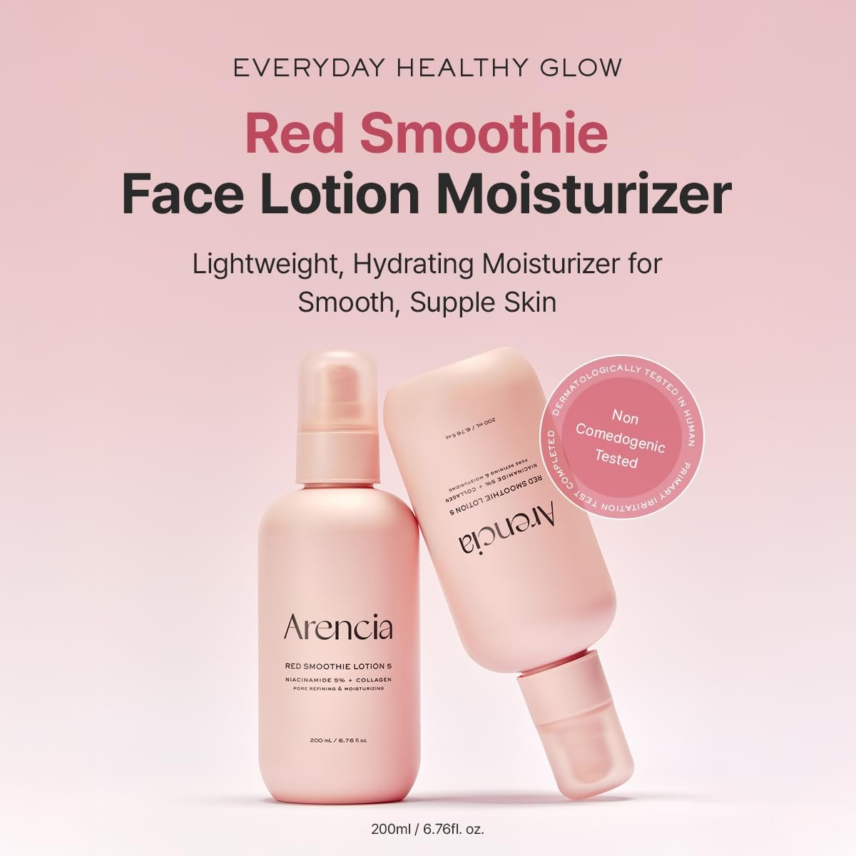 ARENCIA Red Smoothie Lotion 5 – Face Moisturizer with Niacinamide 5%, Collagen, Peptide Complex – Hydrating Skin Care, 6.76 fl oz Avelisse