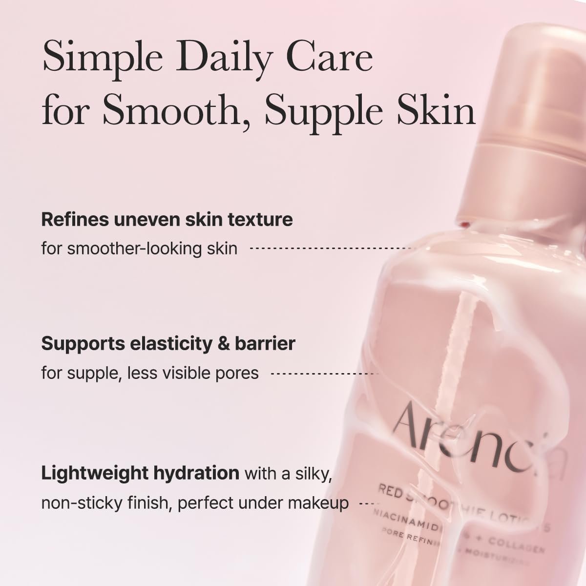 ARENCIA Red Smoothie Lotion 5 – Face Moisturizer with Niacinamide 5%, Collagen, Peptide Complex – Hydrating Skin Care, 6.76 fl oz Avelisse
