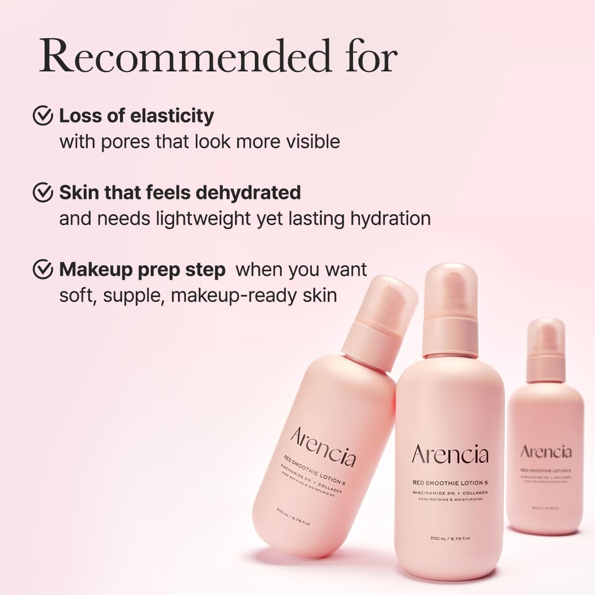 ARENCIA Red Smoothie Lotion 5 – Face Moisturizer with Niacinamide 5%, Collagen, Peptide Complex – Hydrating Skin Care, 6.76 fl oz Avelisse