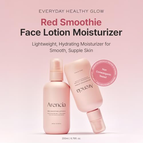 ARENCIA Red Smoothie Lotion 5 – Face Moisturizer with Niacinamide 5%, Collagen, Peptide Complex – Hydrating Skin Care, 6.76 fl oz Avelisse