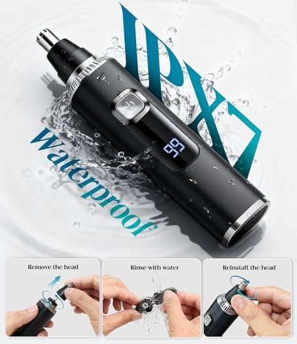 Apetexo Nose Hair Trimmer for Men and Women - Type-C Rechargeable Precision Groomer with Double-Edged Blades, Painless & IPX7 Waterproof for Nose, Ears, Eyebrows and Facial Hair - görsel 8