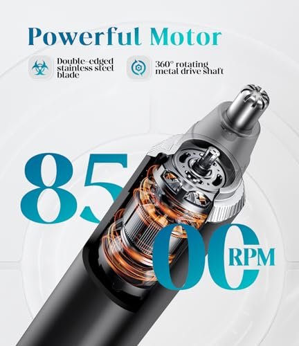Apetexo Nose Hair Trimmer for Men and Women - Type-C Rechargeable Precision Groomer with Double-Edged Blades, Painless & IPX7 Waterproof for Nose, Ears, Eyebrows and Facial Hair - görsel 4