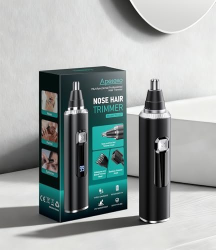 Apetexo Nose Hair Trimmer for Men and Women - Type-C Rechargeable Precision Groomer with Double-Edged Blades, Painless & IPX7 Waterproof for Nose, Ears, Eyebrows and Facial Hair - görsel 16