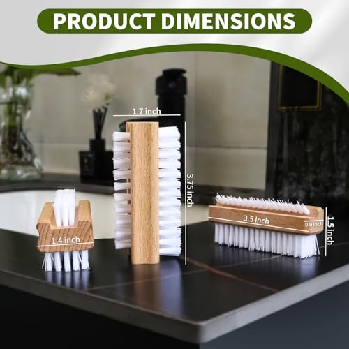 ÖkoStamm 4 Pack Wooden Nail Brush - Two-sided Fingernails Brush with Hard Nylon Bristles, Slanted Bristle Nail Brush for Cleaning Fingernails Easier to Remove Heavy Dust under Nails - görsel 6