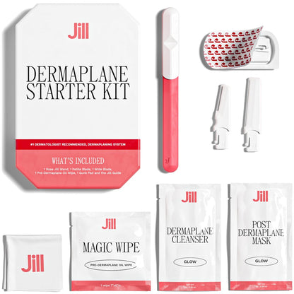 Jill Dermaplane Kit in Rose – Pre-Shave Cleanser, Post-Shave Moisturizer & 2 Disposable Blades Avelisse