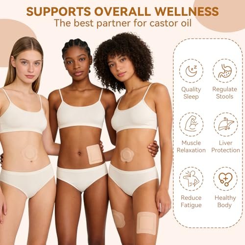 60-Pack Disposable Castor Oil Patches – Organic Cotton Self-Adhesive Pads for Belly Button, Anti-Leakage, Breathable & Portable (2 Sizes, Beige) - görsel 14