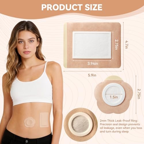 60-Pack Disposable Castor Oil Patches – Organic Cotton Self-Adhesive Pads for Belly Button, Anti-Leakage, Breathable & Portable (2 Sizes, Beige) - görsel 4