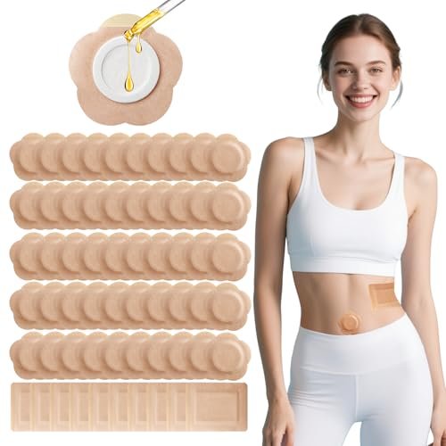 60-Pack Disposable Castor Oil Patches – Organic Cotton Self-Adhesive Pads for Belly Button, Anti-Leakage, Breathable & Portable (2 Sizes, Beige) - görsel 2