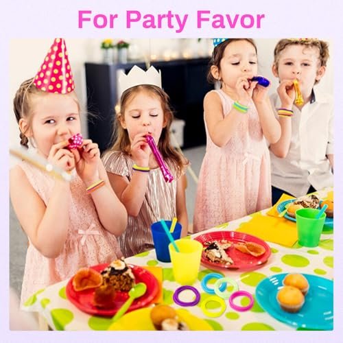 RAQEHO Hair Ties Jelly Bracelets - 80s Neon Party Supplies, Glow in the Dark Silicone Hair Bands for Women, 30 Pack, 6 Colors - görsel 12