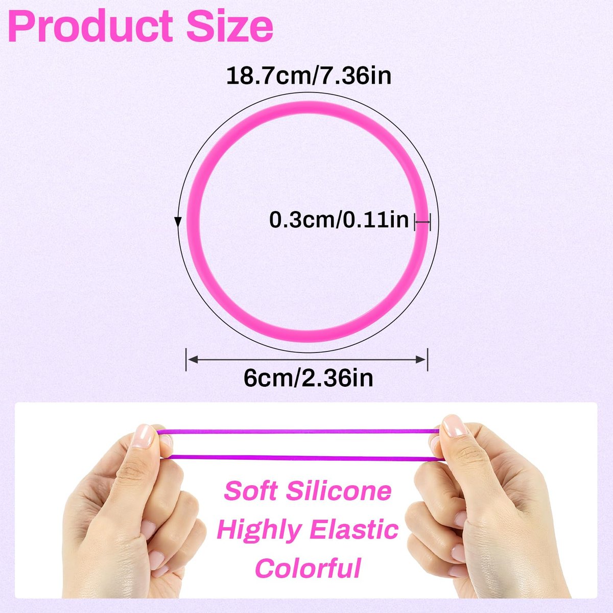 RAQEHO Hair Ties Jelly Bracelets - 80s Neon Party Supplies, Glow in the Dark Silicone Hair Bands for Women, 30 Pack, 6 Colors - görsel 3