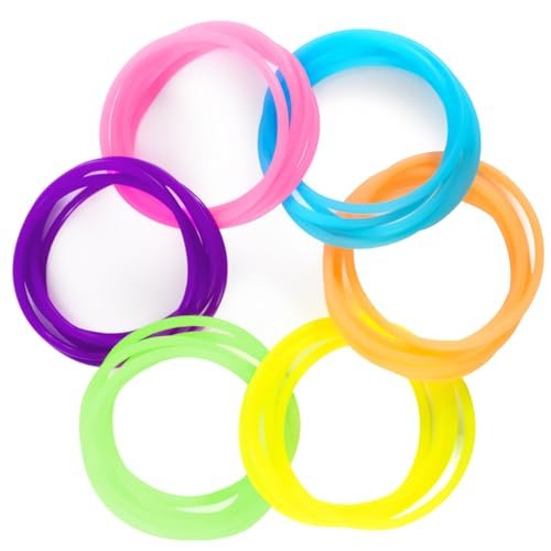 RAQEHO Hair Ties Jelly Bracelets - 80s Neon Party Supplies, Glow in the Dark Silicone Hair Bands for Women, 30 Pack, 6 Colors - görsel 2