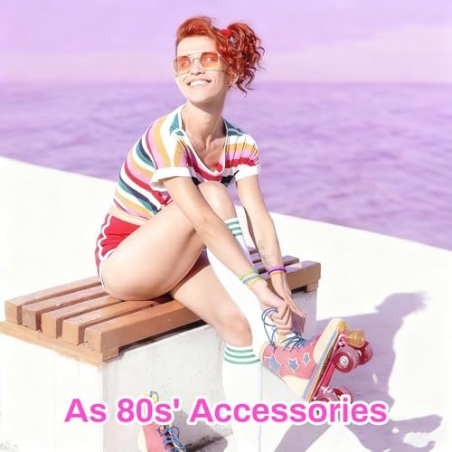 RAQEHO Hair Ties Jelly Bracelets - 80s Neon Party Supplies, Glow in the Dark Silicone Hair Bands for Women, 30 Pack, 6 Colors - görsel 8