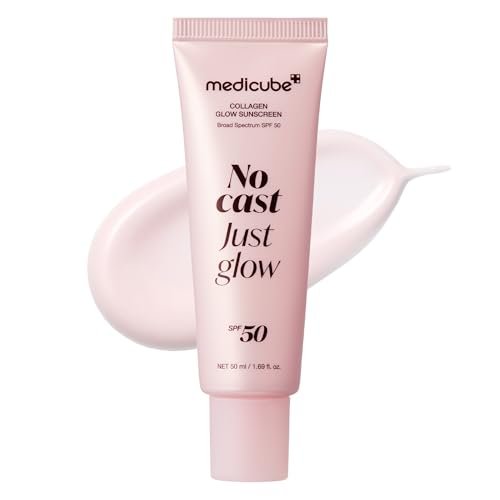 medicube No Cast Just Glow Collagen Sunscreen SPF 50 | Hydrating Korean Face Sunscreen with Peptide & Cica Avelisse