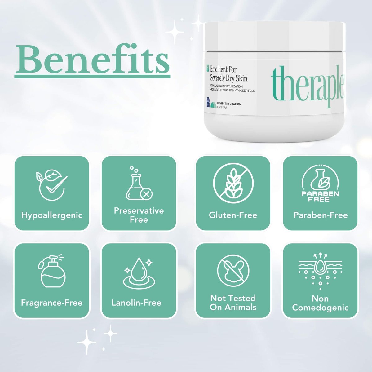 Theraplex Emollient Cream for Dry Skin – Heaviest Hydration, Fragrance-Free, Noncomedogenic (3 Oz) Avelisse