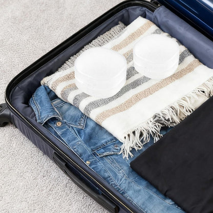 2-Pack Portable Cotton Round Holder - Lightweight Plastic Dispenser for Makeup Remover Pads, Cotton Balls, Floss, Beads | White Transparent